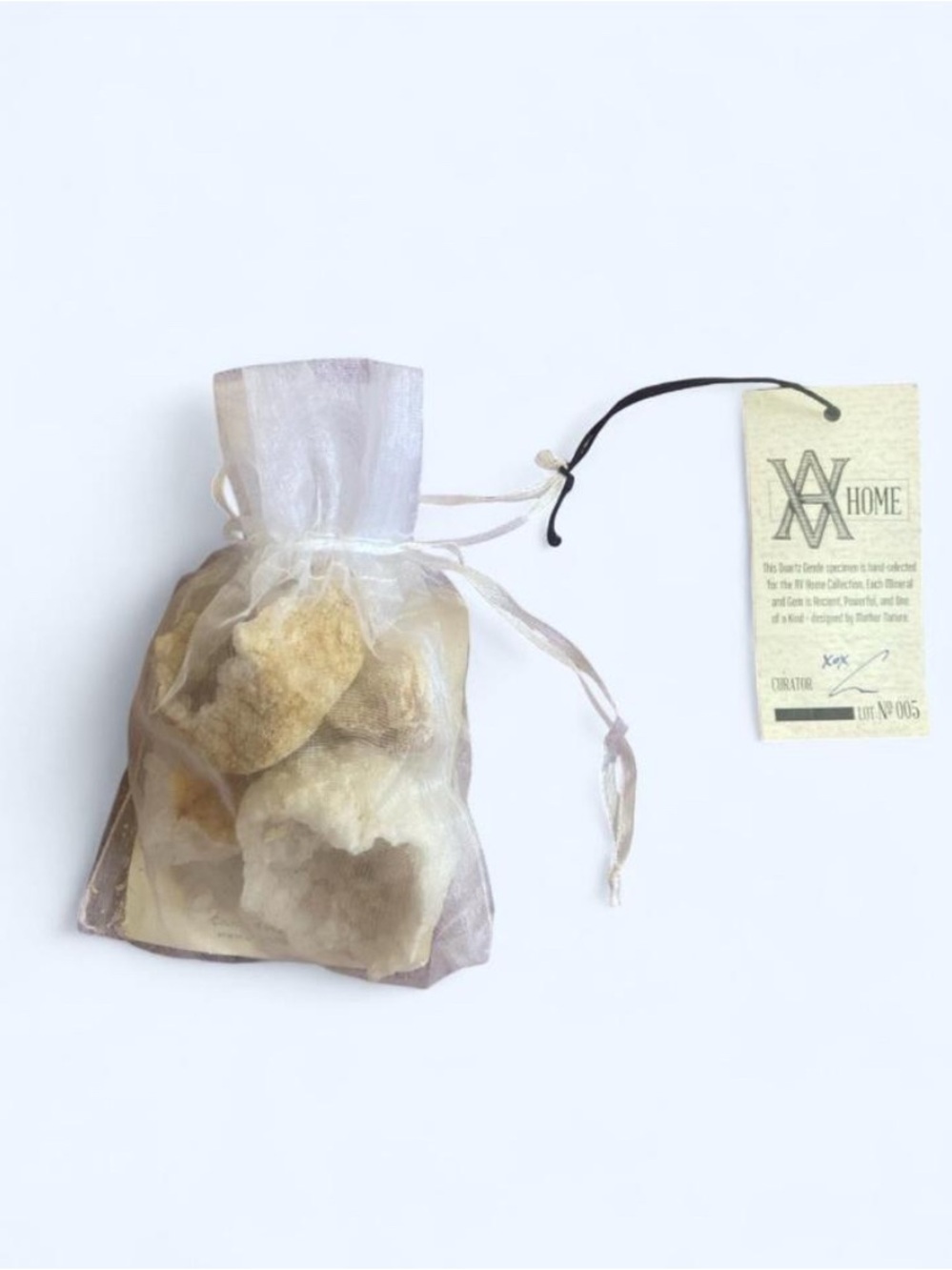 DW Home Cream Organza Sachet with Natural Stones